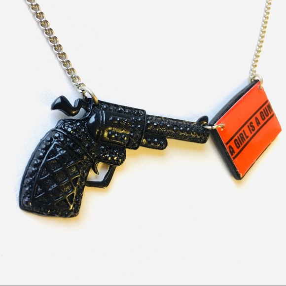 Official A Girl Is A Gun Logo Gun Necklace - Picture 6 of 6